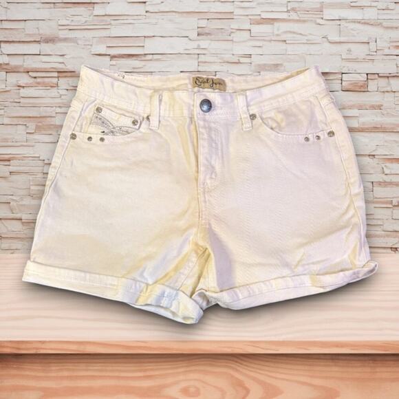 Earl Jeans Pants - Earl Jeans White Rolled-Cuff Shorts Rhinestone Embellished Size 10 EUC